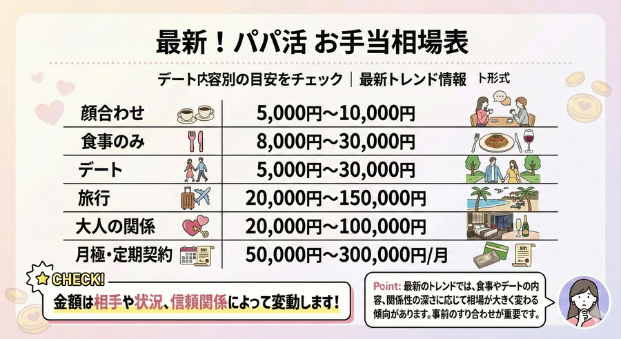 2025年現在のパパ活のお手当相場
