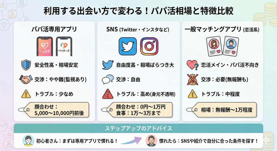 利用するパパ活アプリや出会い方で変わる相場