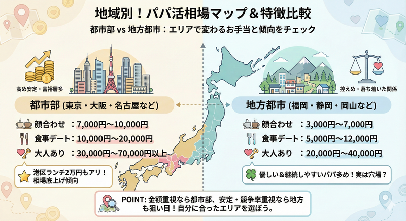 地域によるパパ活相場の違い
