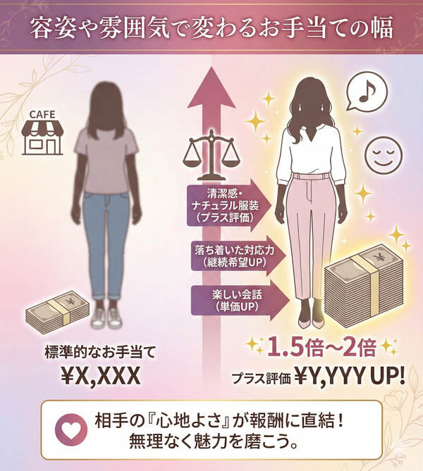 容姿や雰囲気によって変動するお手当ての幅