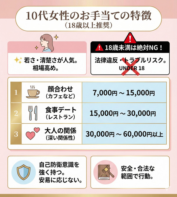 10代女性が受け取っているお手当ての特徴