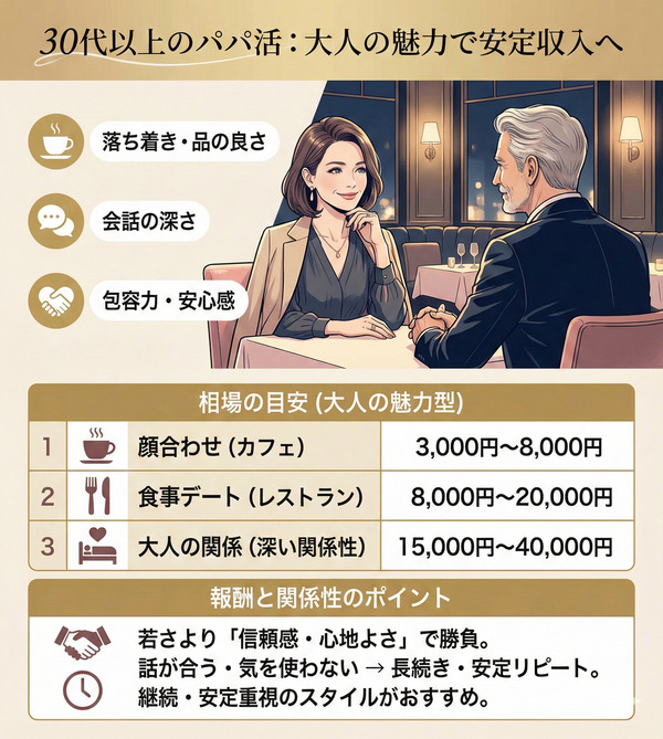 30代以上でもパパ活は可能である理由と報酬の考え方