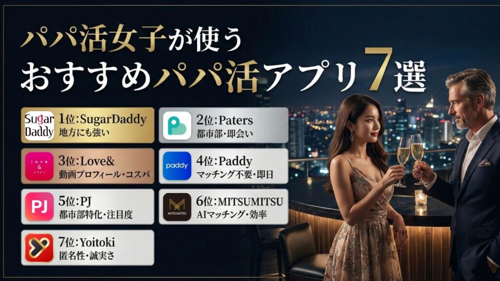 【2025年最新】パパ活アプリおすすめランキングTOP7:安全に稼げる&出会えるサイト|パパ活TIME