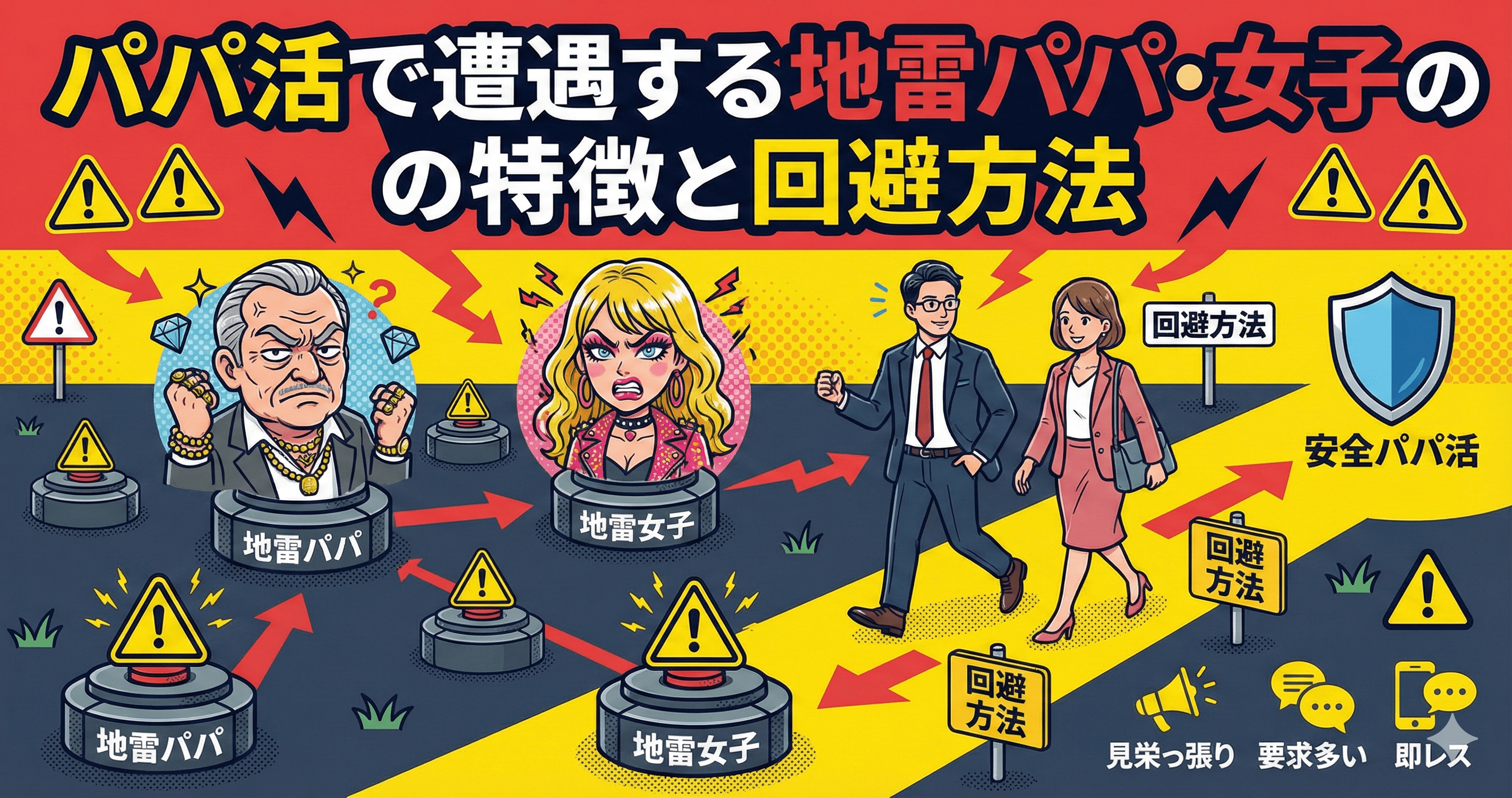 パパ活で遭遇する地雷パパ・女子の特徴と回避方法